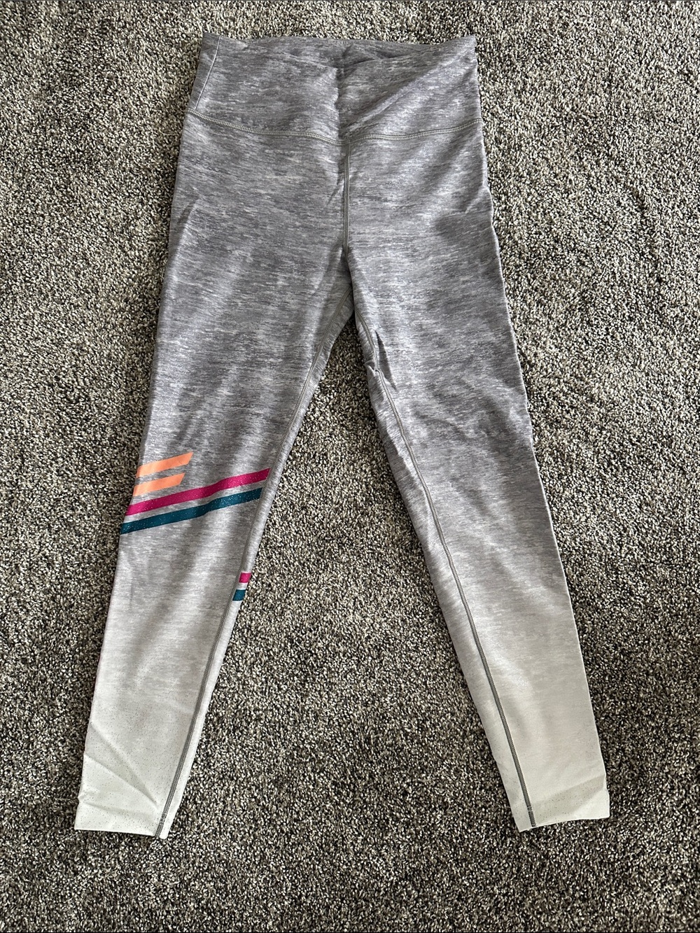 Peloton Gray Ombre Active Leggings with Color Stripe Accent